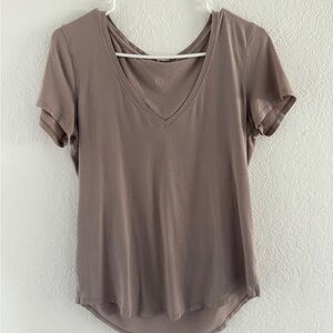 Lululemon V-Neck Short Sleeve Top - Taupe